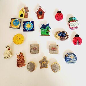 Vintage Eclectic Cozy Funky Garden Animal Retro Cat Button Covers 18 pc Lot